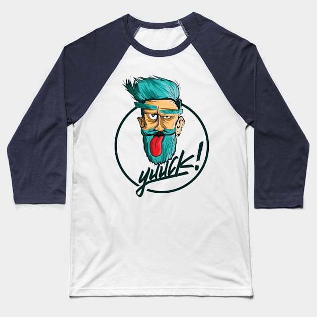 Man with Beard - Comic Style Baseball T-Shirt by FunkyMunky